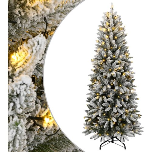 vidaXL Umetna novoletna jelka s 300 LED diodami in snegom 240 cm Cene