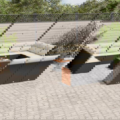 vidaXL 14-dijelni set vrtnih sofa s jastucima poliratan crni Cijene