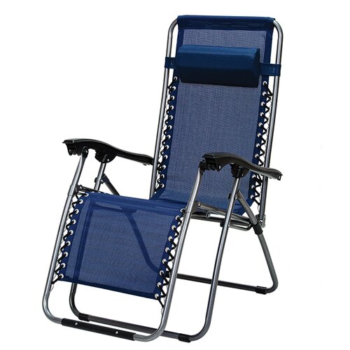 Green Bay Baštenska stolica podesiva sa jastukom metalna – plava Messina Slike