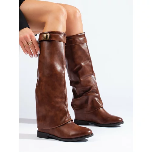 SHELOVET Brown wedge boots