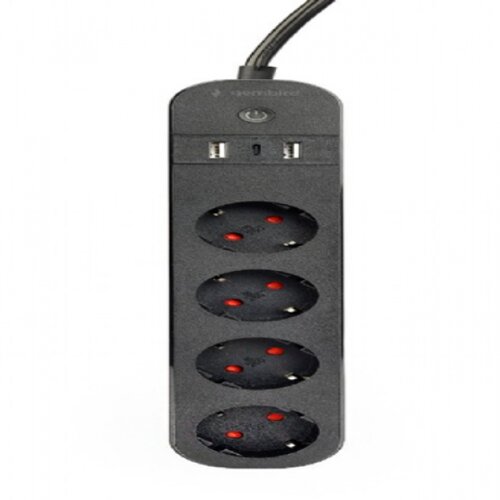 Gembird TSL-PS-S4U-01 pametni produžni kabl sa USB punjenjem, 4 utičnice, crni Cene