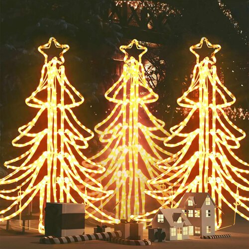VidaXL LED sklopiva figura božićno drvce 3 kom topla bijela 87x87x93cm Slike