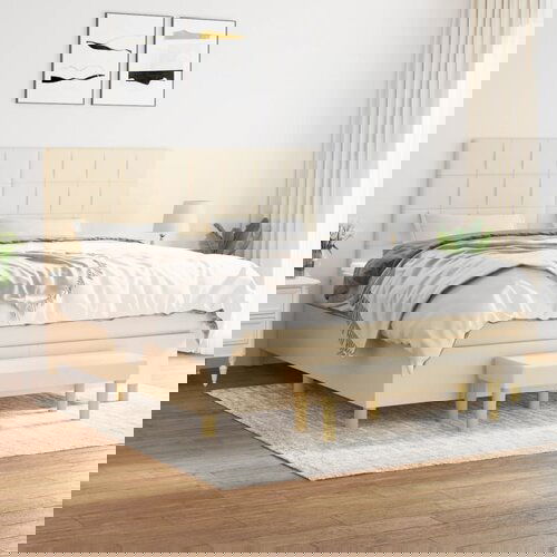 The Living Store Box spring postelja z vzmetnico krem 160x200 cm blago - Box Spring Postelja, (21438601) Slike