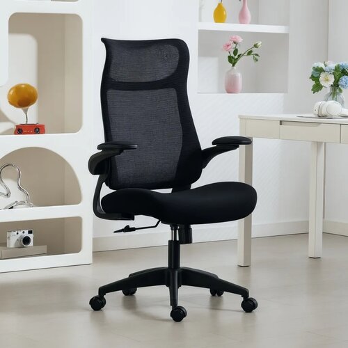  Ergonomska uredska stolica 3D nasloni za ruke mrežasti naslon naslon za glavu funkcija nagiba crna Slike