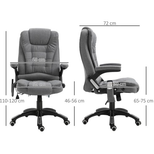  Ergonomska uredska masažna stolica s funkcijom grijanja tamno siva 68 x 72 x 110-120 cm Slike