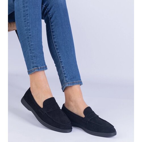 D/CEO marka niezdefiniowana Black classic loafers with perforation from eco-suede Sargossi Cene
