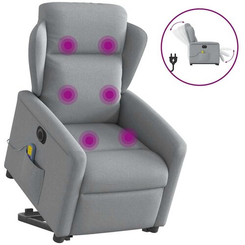 VidaXL Električni masažni naslonjač na podizanje tkanina svjetlosivi Slike