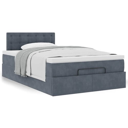 VidaXL Otomanski posteljni okvir z vzmetnico siv 120x190 cm žamet Slike