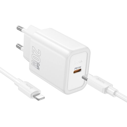 Hoco. polnilec N60 GaN PD 20W Type C s kablom Type C na Lightning - bel Slike