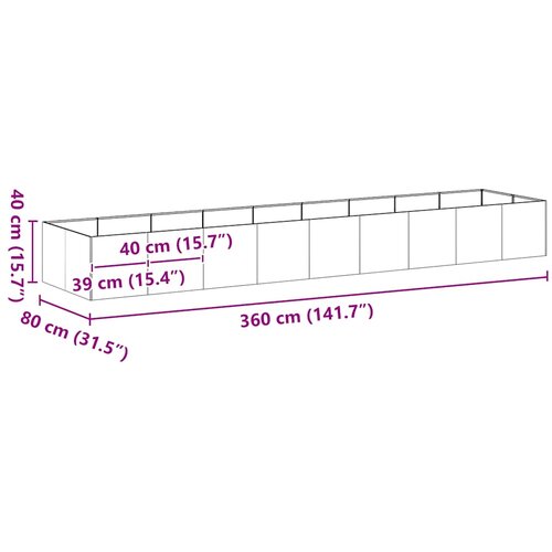  Sadilica 360x80x40 cm od pocinčanog čelika Slike