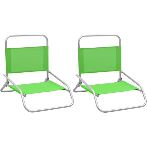 vidaXL Zložljivi stoli za na plažo 2 kosa zeleno blago, (20658158)