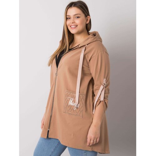 Fashion Hunters Plus size camel sweatshirt with Zurich zip Slike