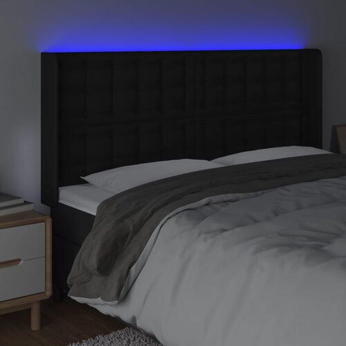  LED uzglavlje crno 147x16x118/128 cm od umjetna koža Slike