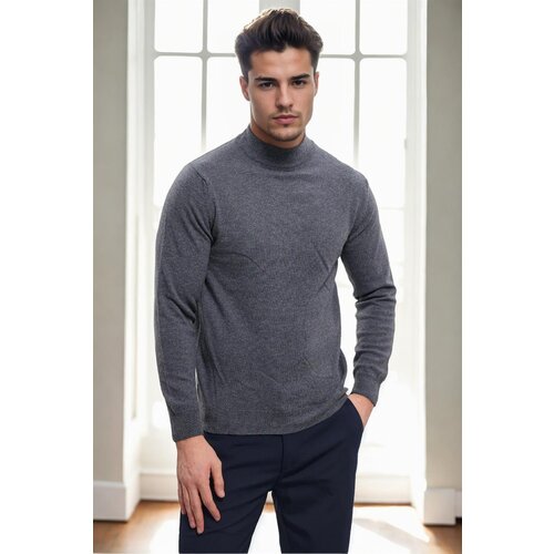 Dewberry 64721 Half Turtleneck Woolen Mens Knit Sweater-GREY Slike