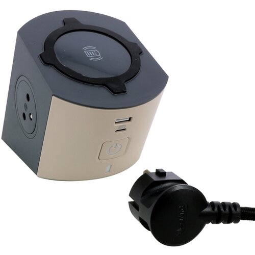 Legrand 049402-Vi&amp;scaron;estruka utičnica sa prekidačem, 2 utičnice (Tip E) + USB-A + USB-C i bežično punjenje 10 W, kabl 2 m Slike