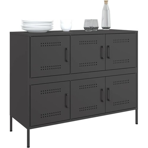  Komoda crna 100,5 x 39 x 79 cm čelik Slike