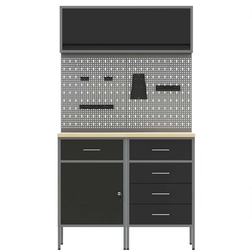  Set radnih ormarića s ladicama s policom s pohranom 5 pcs Crna Slike
