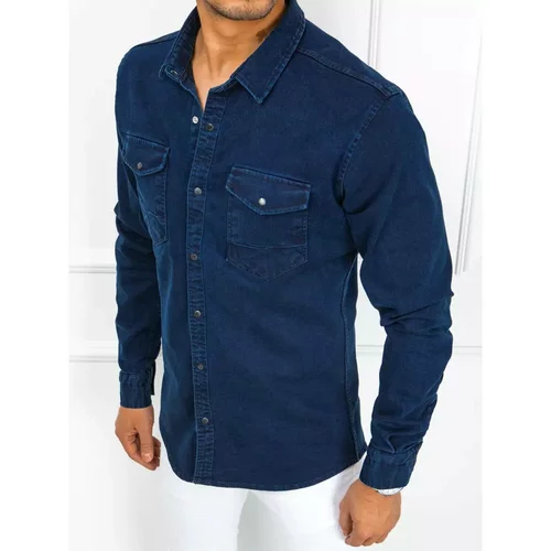 DStreet Men's denim shirt dark blue DX2358
