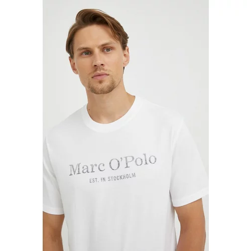 Marc O Polo Bombažna kratka majica bela barva