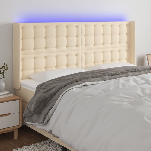  the living store led posteljno vzglavje krem 163x16x118/128 cm blago - led vzglavje, (21502595) Slike