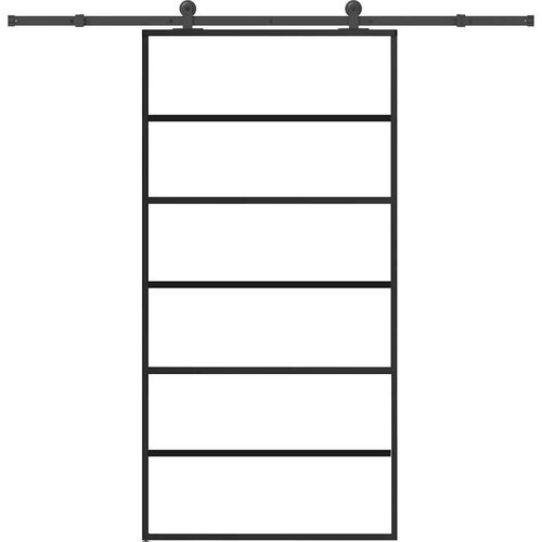 VidaXL Drsna vrata z opremo ESG steklo in aluminij 102x205 cm Slike