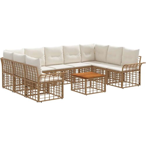  Set vanjskih sofa 10 pcs Prirodna i krema bijela Poliester - Prirodna i kremasto bijela sa stolom Cene