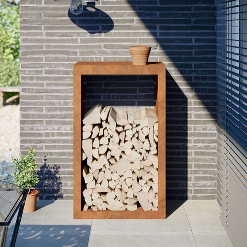 VidaXL Stalak za drva za ogrjev 60x40x100 cm od čelika COR-TEN Slike