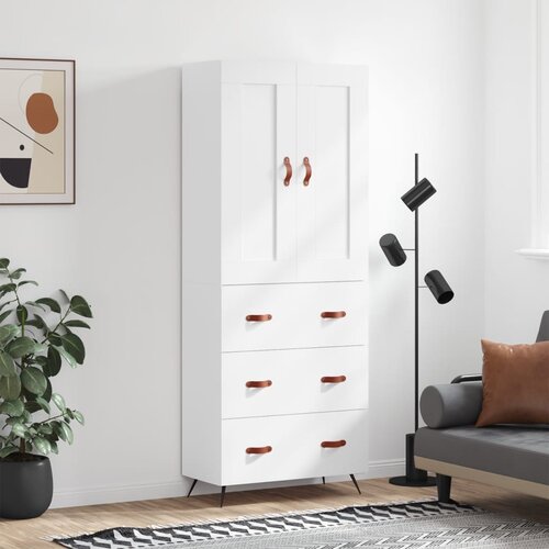  Visoka komoda bijela 69,5x34x180 cm konstruirano drvo Cijene