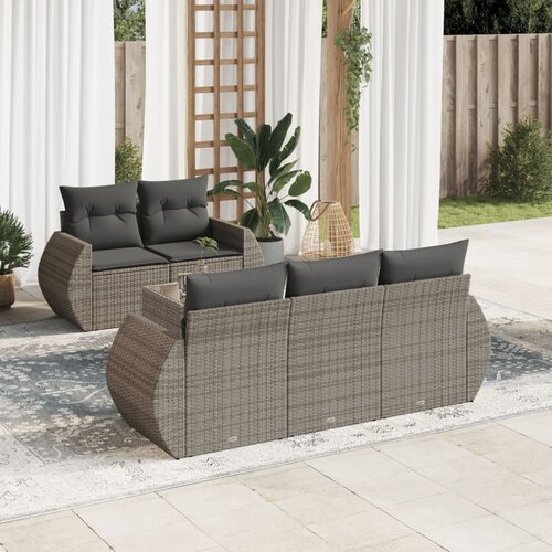vidaXL 6-dijelni set vrtnih sofa od poliratana s jastucima sivi Cijene