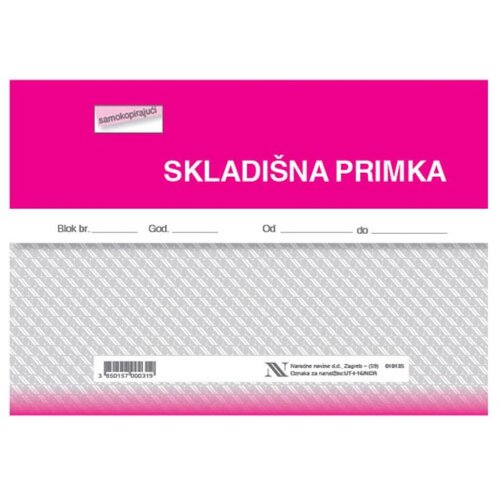 NARODNE NOVINE-UT I-16/NCR SKLADIŠNA PRIMKA; Blok 4 x 50 listova, 21 x 14,8 cm Cene