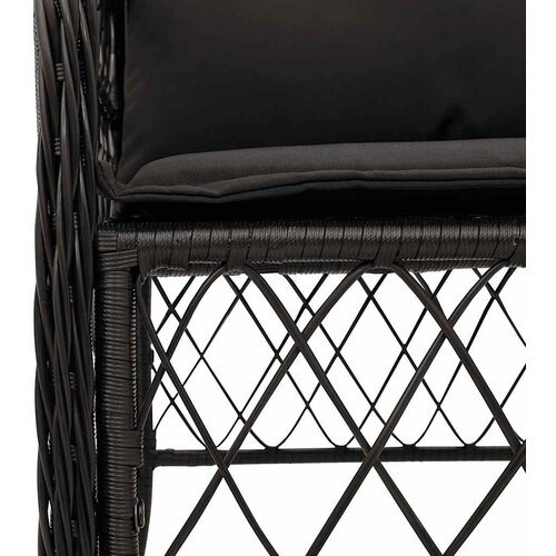  5-dijelni vrtni blagovaonski set s jastucima od poliratana crni Crna 150 cm table length Slike