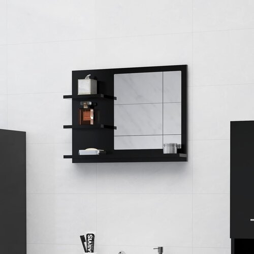 VidaXL Kupaonsko ogledalo crno 60 x 10,5 x 45 cm od iverice Slike