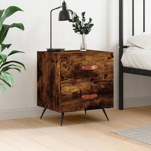 VidaXL Nočna omarica dimljeni hrast 40x35x47,5 cm inženirski les Slike