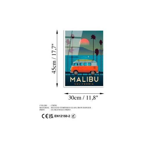 Wallxpert dekorativna slika od kaljenog stakla malibu (uv 1008) 30 x 45cm Slike