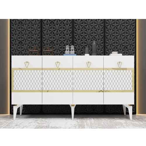 Woody Fashion Ipek - White, Gold WhiteGold Console Slike