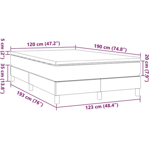  Krevet s oprugama i madracem smeđesivi 120 x 190 cm od tkanine Slike