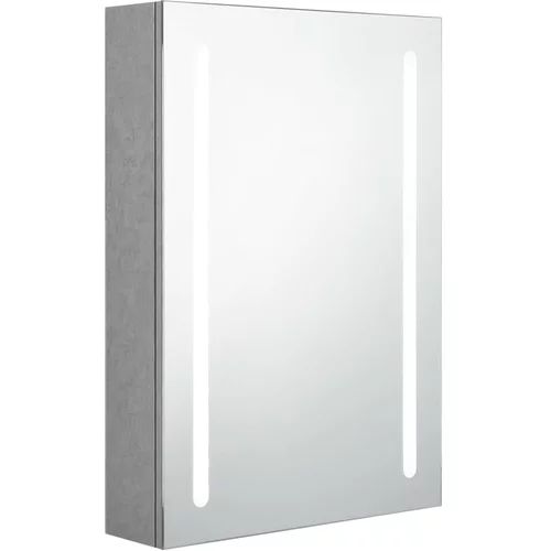 vidaXL LED kopalniška omarica z ogledalom betonsko siva 50x13x70 cm, (20622257)