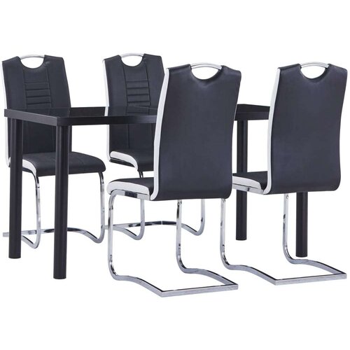 vidaXL 5-dijelni blagovaonski set od umjetne kože crni Cijene