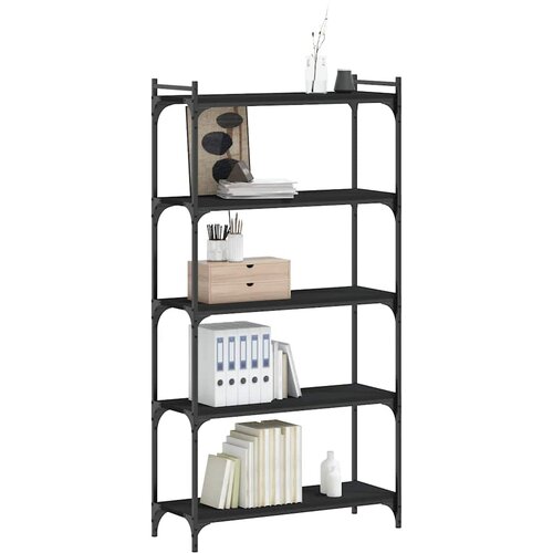 Regal za knjige s 5 razina crni 80x30x154 cm konstruirano drvo Slike
