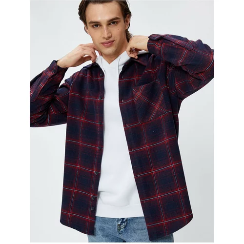 Koton Lumberjack Shirt Classic Collar Buttons Pocket Detailed Long Sleeve Soft Textured.