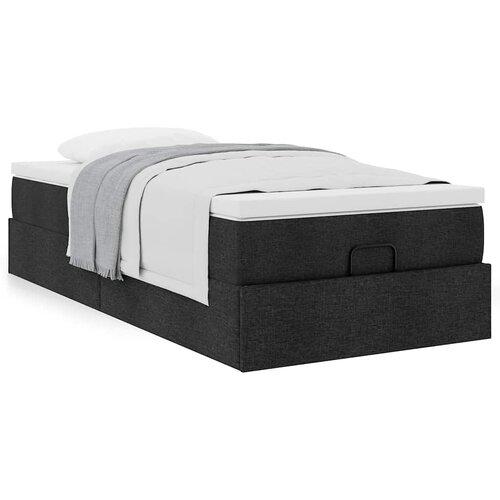 VidaXL Otomanski okvir kreveta s madraca crni 80x200cm od tkanine Slike