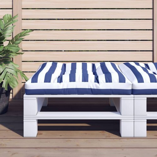 VidaXL Blazina za palete modro bele črte 80x80x12 cm blago Slike