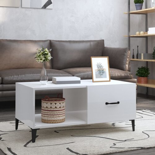 The Living Store Klubska mizica visok sijaj bela 90x50x40 cm inženirski les - Klubska Mizica, (21574549) Cene