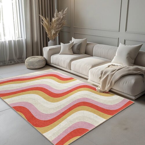 Mila Home Rumena/rožnata pralna preproga 160x230 cm Creamy Raspberry Swirl &amp;ndash; Slike