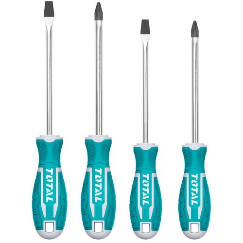 TOTAL TOOLS 4-dijelni set odvijača, CRV/ SL5.5X100mm/SL6.5X150mm/ PH1X100mm/ PH2X150mm (THT250604) Cijene