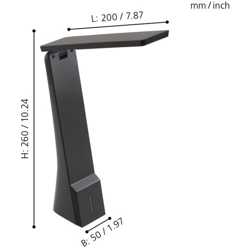 Eglo la seca stona lampa/1, led, 1,8w, 170lm, usb, baterije, crna 5QX4MDQ Slike