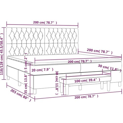 VidaXL Krevet s oprugama i madracem tamnosmeđi 200x200 cm od tkanine Slike