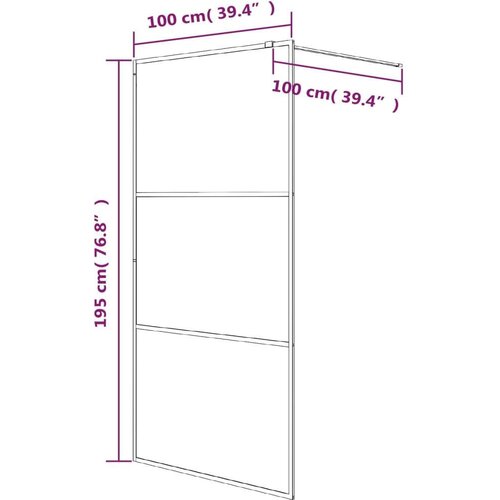 VidaXL Pregrada za tu&amp;scaron; crna 100 x 195 cm s prozirnim staklom ESG Slike