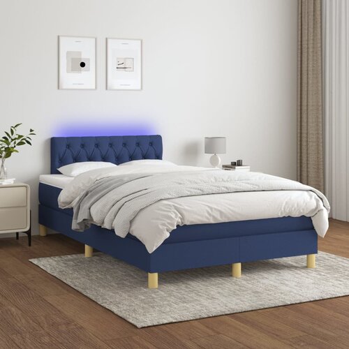  box spring s madracem LED plavi 120 x 200 cm od tkanine Cene