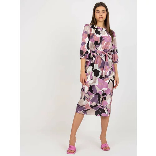 Fashion Hunters Purple cocktail dress with print and belt